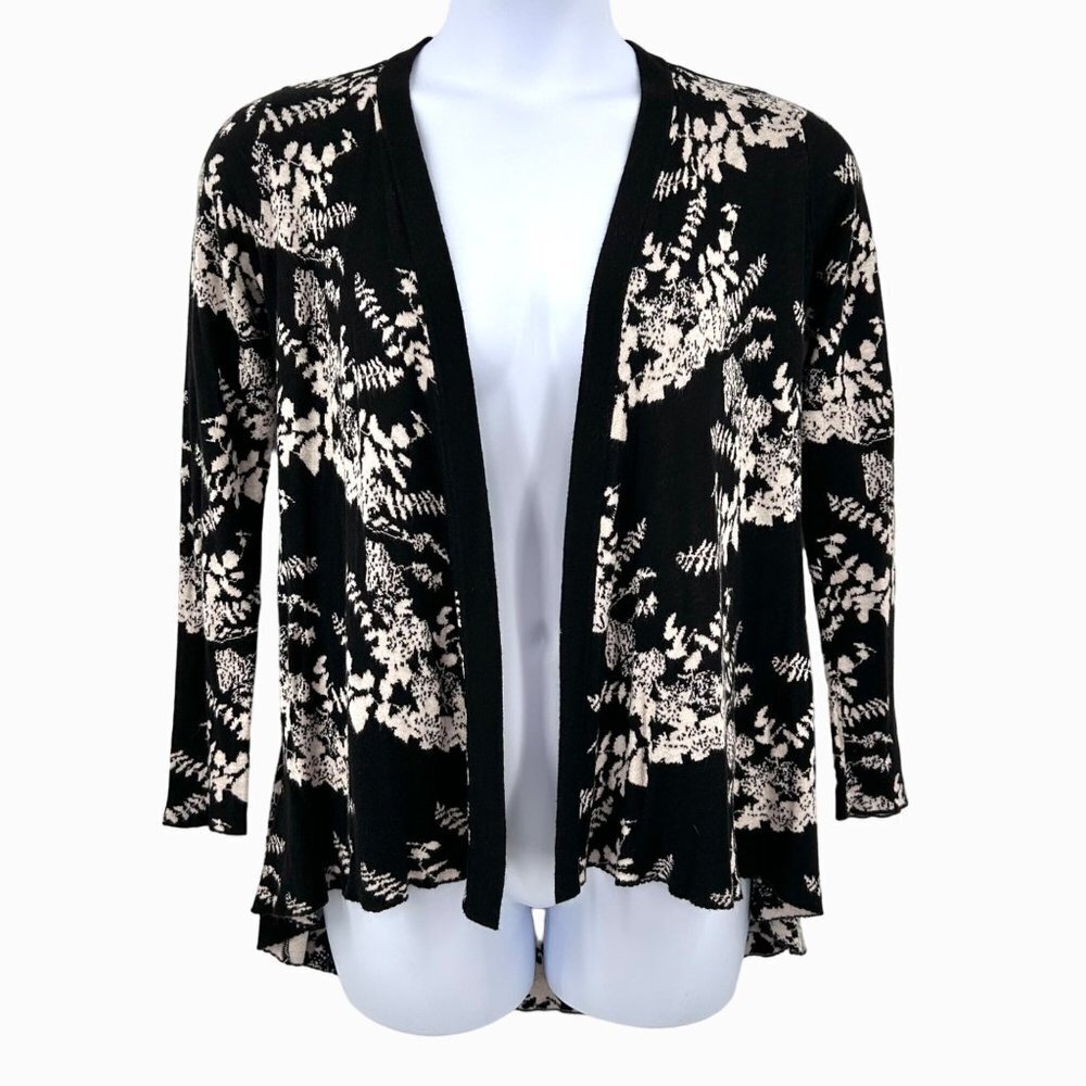 BELLDINI OPEN FRONT HI LOW FLOWY FLORAL PRINT CARDIGAN SWEATER - S